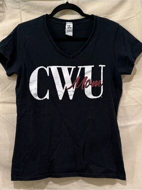 CWU Mom Black V-Neck Graphic T-Shirt